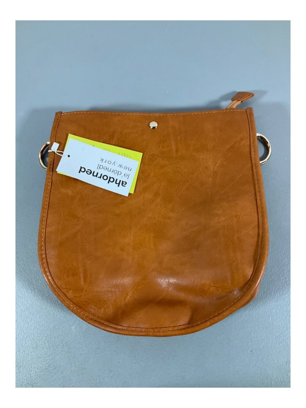 Ahdorned U-Shaped Messenger Bag in Camel with Dual Straps and Bonus Pouch